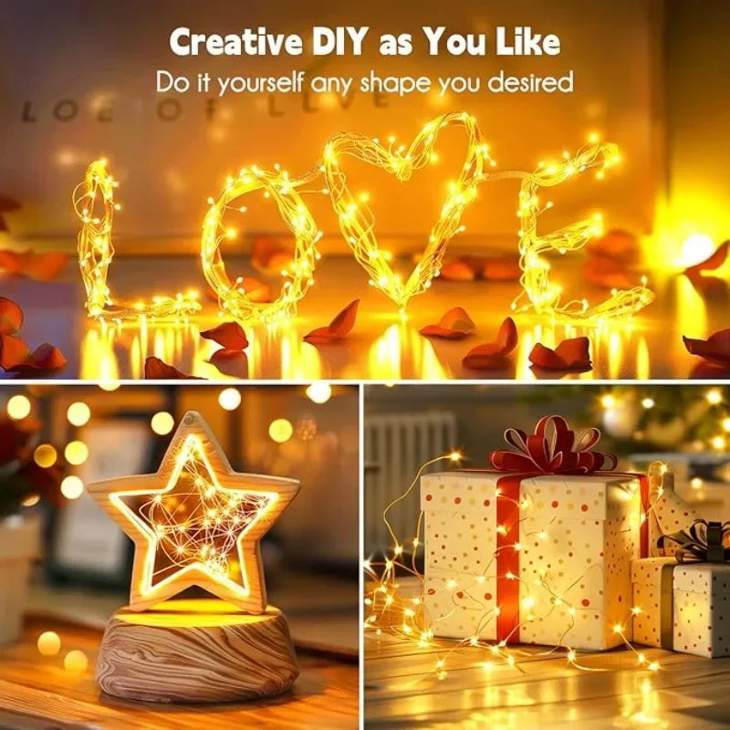 Battery Operated Fairy String Lights — Silver Wire LED Firefly Lights, 1–10M (3.3–32.8 ft), 10–100 LEDs for Christmas, Wedding & Party