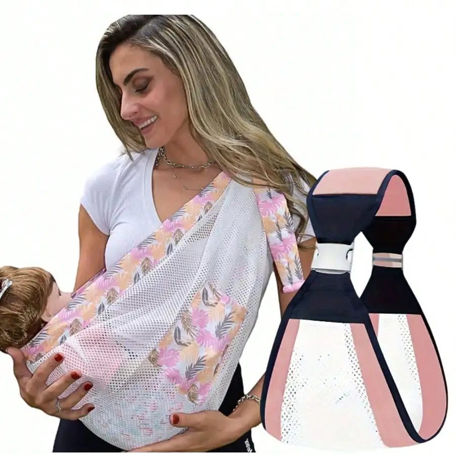 Adjustable Baby Sling Carrier 28–40 lb (13–18 kg) — Breathable Mesh Side Carrier with Safety Buckle & One-Hand Support