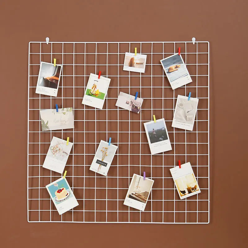 Wall Mounted Wire Grid Organizer with Removable Baskets, Hooks and Shelves, Iron Mesh Storage Panel