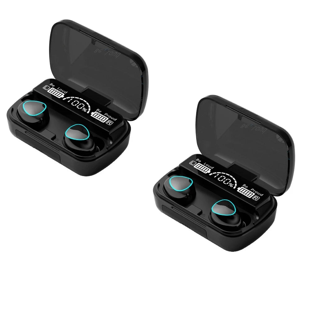 Bluetooth Sports Earphones with Ear Hook, Long Battery Life, Built-In Microphone and Digital Display Charging Case