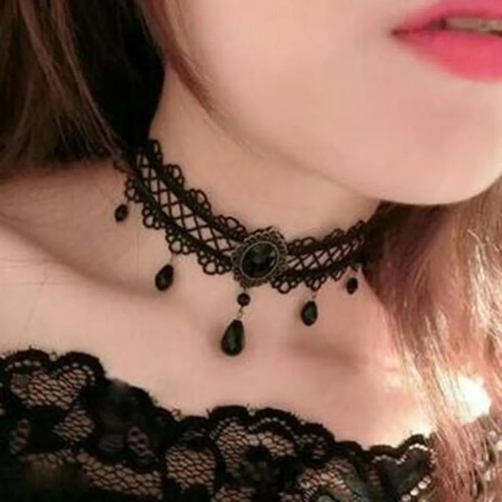 Black Lace Choker Necklace - Gothic Punk Collar view 16