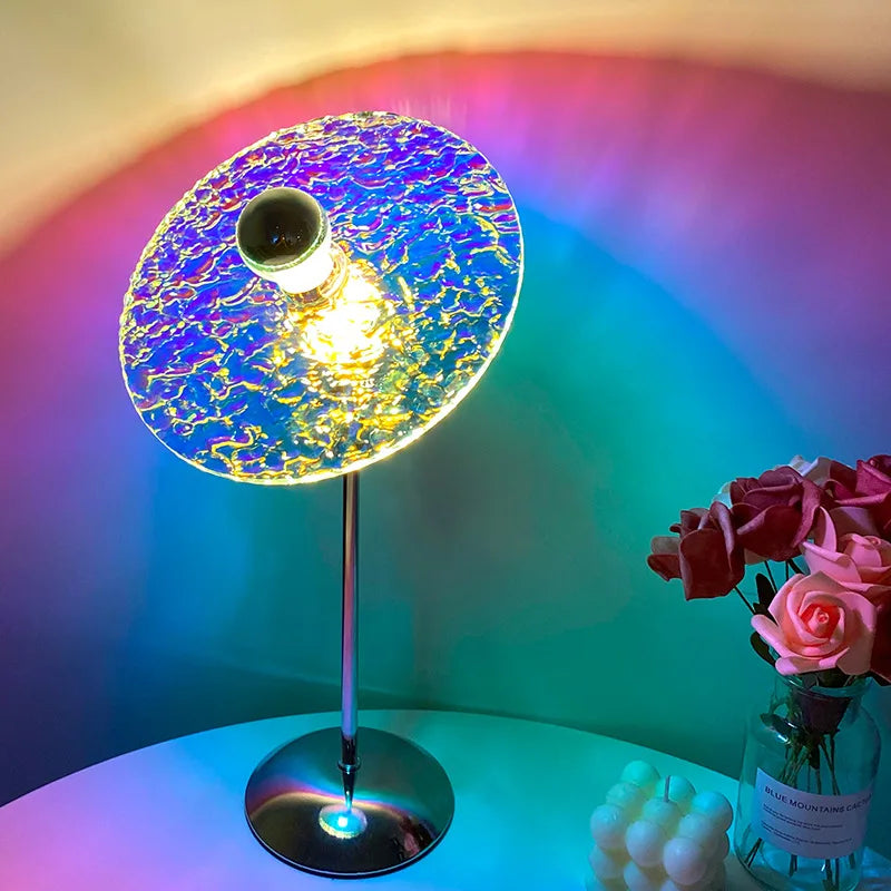 Sunset Projection Lamp USB LED Rainbow Night Light – Ambient Bedside & Photography Mood Light