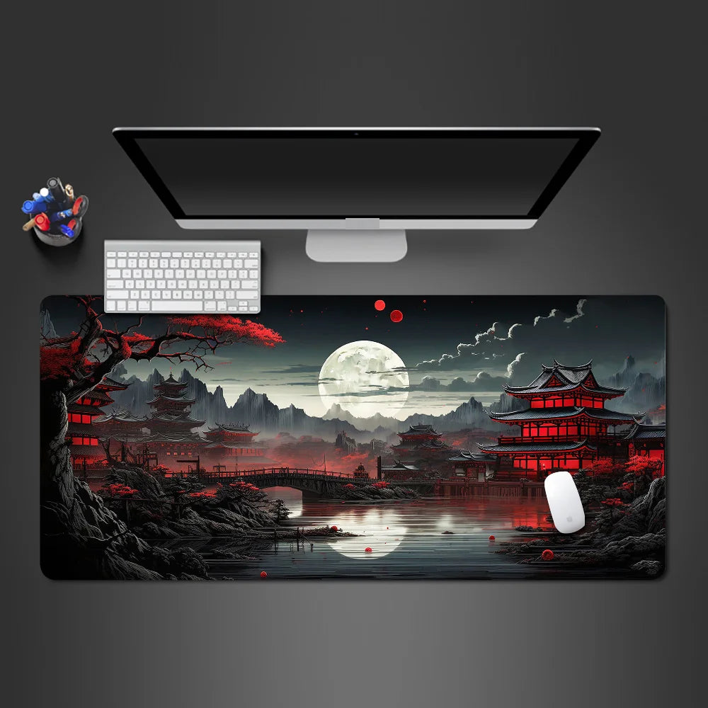 Sakura Cherry Blossom XXL Extended Gaming Desk Mat – 39.4 x 19.7 x 0.12 in (1000 x 500 x 3 mm) Keyboard & Mouse Pad, Non-Slip Stitched Edge