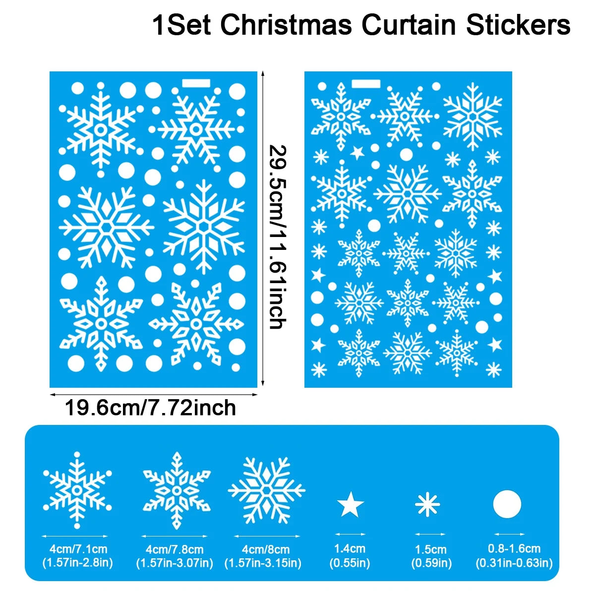 Christmas Snowflake Window Clings 2-Pack - Winter Static Window Stickers Holiday Home Decor