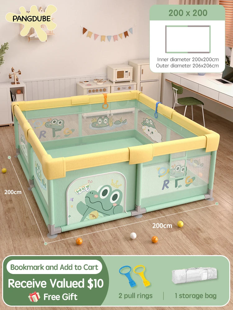 Panda Baby Playpen Kids Play Fence & Activity Gym — 4 Sizes (59×70, 59×78, 70×78, 78×78 in | 150×178–198×198 cm)