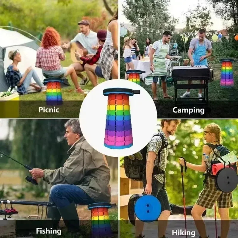 Portable Telescopic Folding Stool - Lightweight Adjustable Camping & Beach Seat