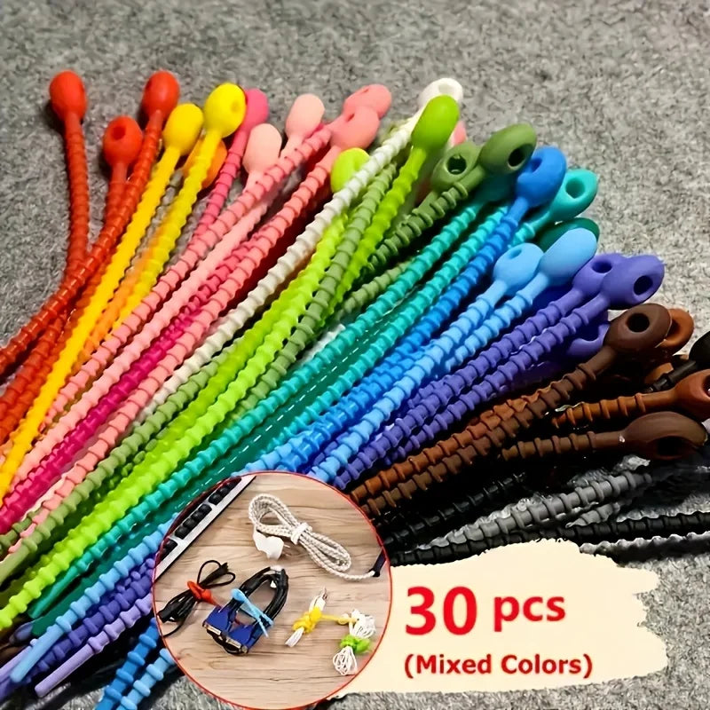 Silicone Reusable Cable Organizer Zipper Tie