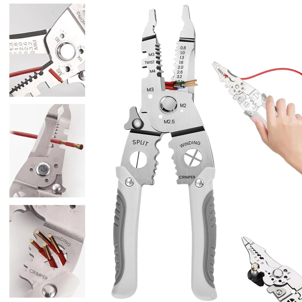 Professional Pliers Kit for Electrical Installations - Durable Steel, Ergonomic Design (Wire Stripper, Cutter, and Crimper)