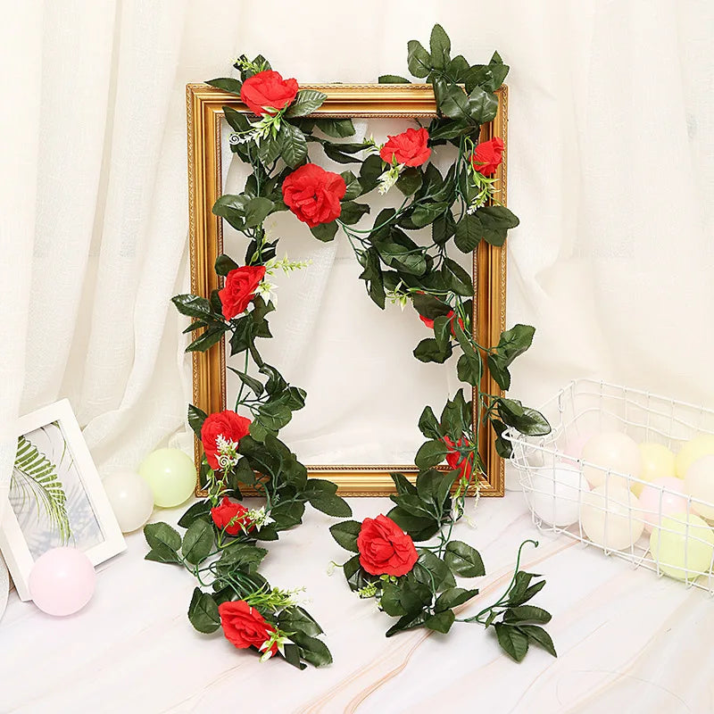 250 cm (98.4 in) Rose Artificial Flower Garland – Faux Rose Vine for Wedding, Christmas, Home & Garden Arch Decor