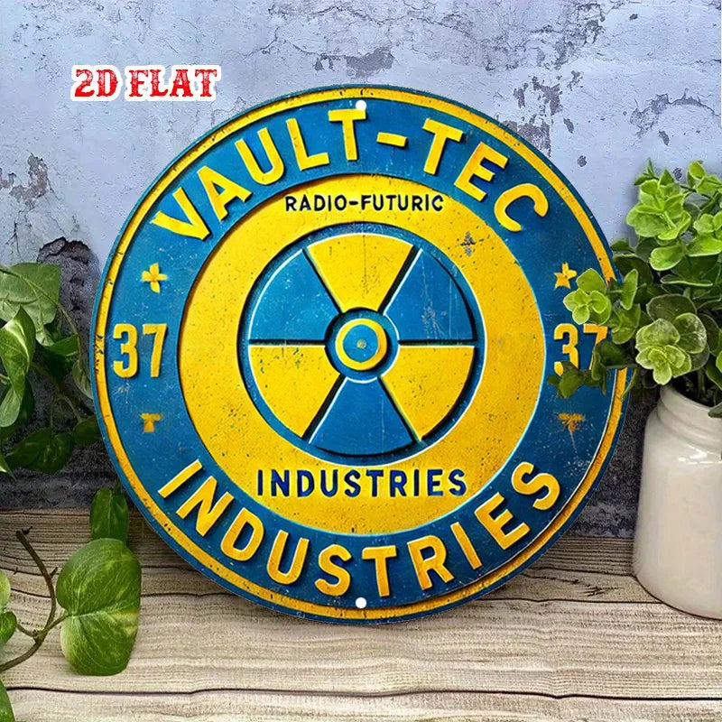 Blue Round Aluminum Sign 7.87 in (20 cm) Industrial Wall Plaque - 1-Pack