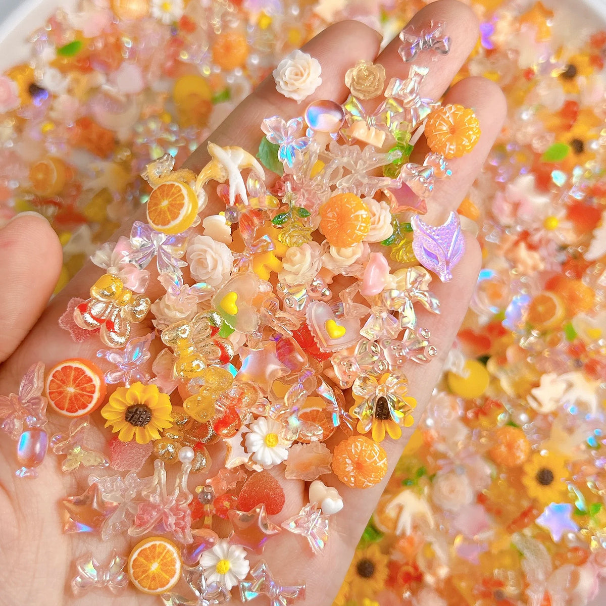 60PCS Resin Nail Charms Mix — Hearts, Dragonflies, Stars, Butterflies & Flowers for Nail Art