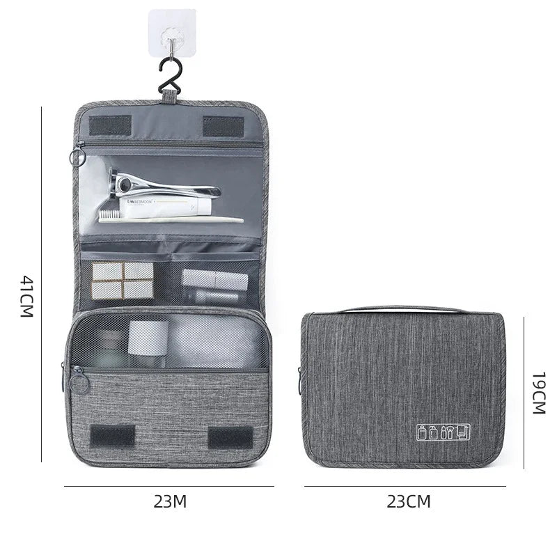 Oxford Fabric Waterproof Hanging Travel Toiletry Bag - Portable Cosmetic Organizer for Men & Women