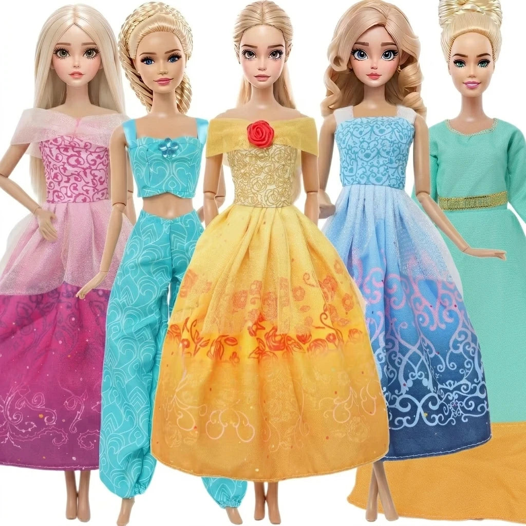 Handmade 1/6 Scale Doll Outfits - 3 or 5-Pack Casual Dresses, Blouses, Skirts & Pants for 11.5–12 in (29–30.5 cm) Dolls
