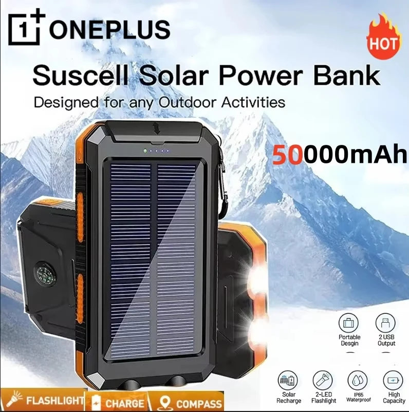 Solar Power Bank 200000mAh 120W Fast Charge Portable External Battery with Solar Panel, SOS & LED Light