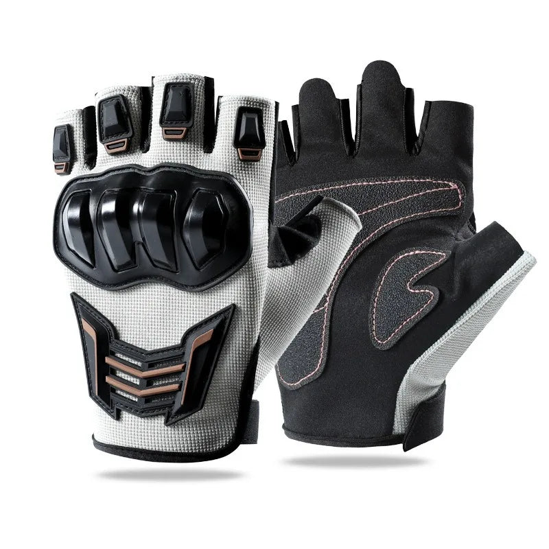 Half Finger Motorcycle Gloves Breathable Anti-Slip Protective Cycling Gloves for Electric Bike Racing
