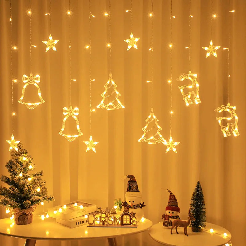 LED Fairy Curtain String Lights - 2.5m (8.2ft) x 0.8m (31.5in), Warm White & Rainbow, Waterproof Holiday Party Wedding Decor