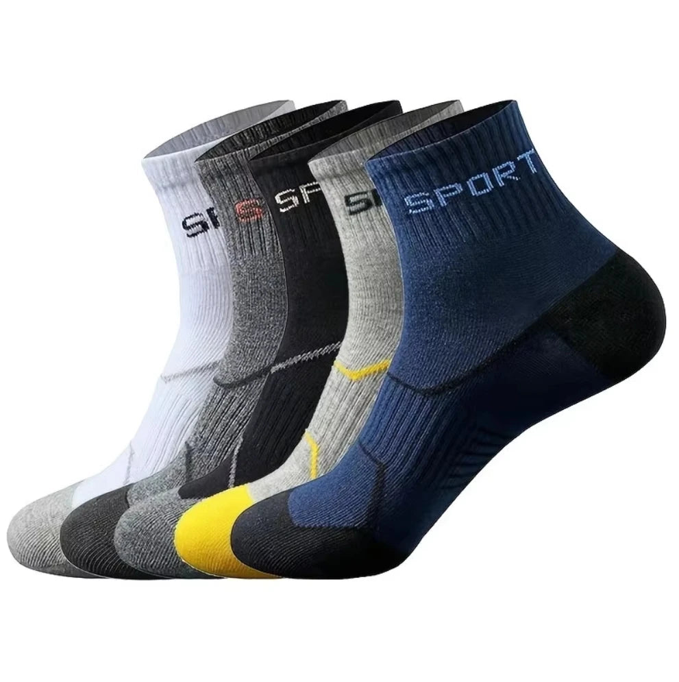 Men's Breathable Sports Crew Socks, 3/5/10 Pairs, Polyester-Cotton Anti-Odor Sweat-Absorbent