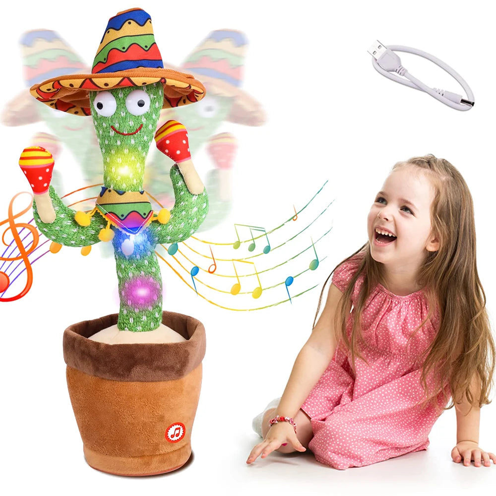 Talking Dancing Cactus Plush Toy - Voice Repeat & Sing, USB Rechargeable LED Interactive Toy for Toddlers & Kids (31–50 cm / 12–20 in)