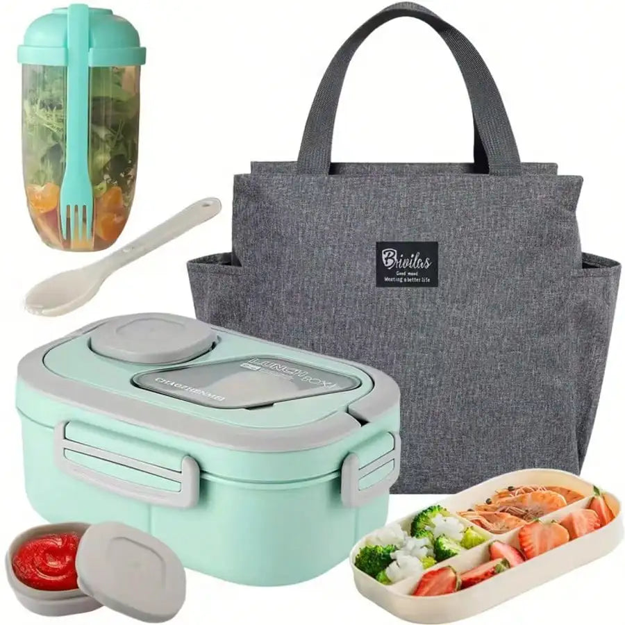 Double-Layer Multi-Compartment Lunch Box Set with Cup & Portable Lunch Bag – Bento Food Storage for School, Office, Picnic