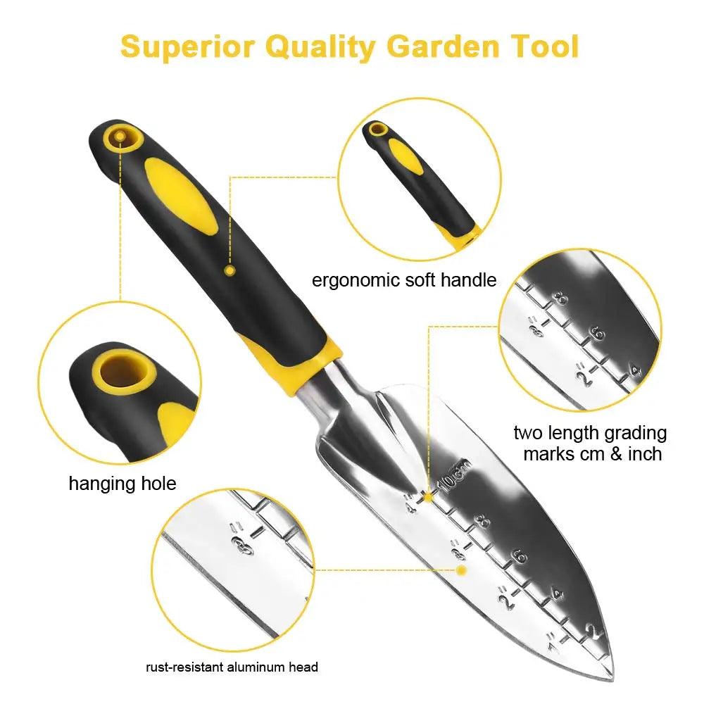 5-Piece Garden Tool Set – Hand Trowel, Transplant Trowel, Cultivator & Gloves with Ergonomic Handles for Planting, Transplanting & Bonsai