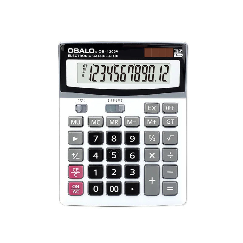 Solar & Battery 12-Digit ABS Calculator for Office, Students & Financial Use
