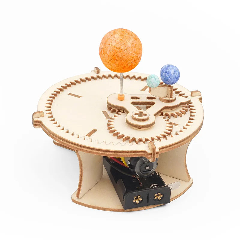 DIY Solar System Wooden Puzzle Kit – Sun Earth Moon Mechanical Planet Model STEM Science Toy for Kids