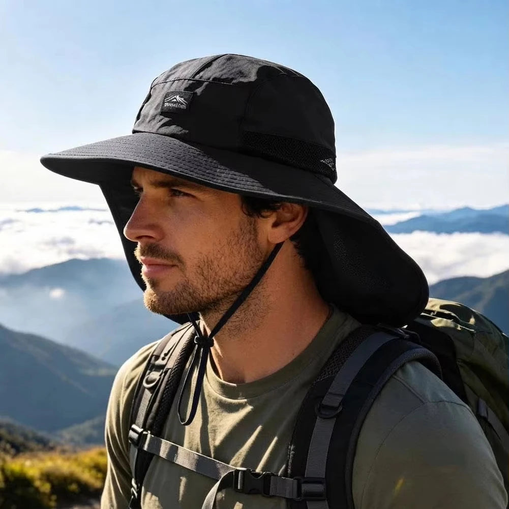 Wide Brim Sun Hat for Fishing & Hiking - Lightweight Breathable Adjustable Outdoor Travel Cap