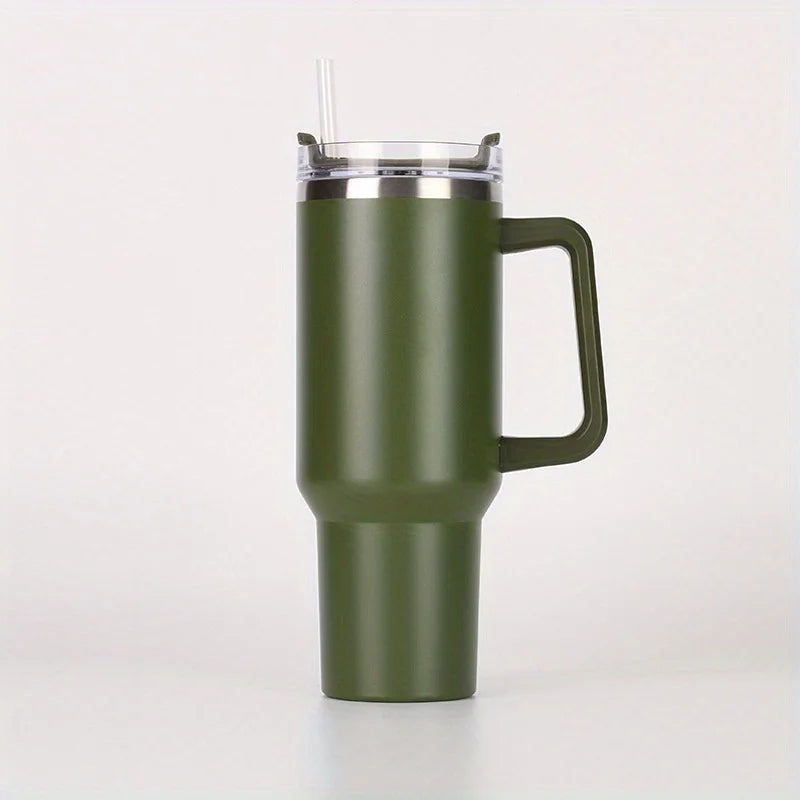 40oz Vacuum Insulated Tumbler with Handle & Straw Lid | Stainless Steel Travel Bottle