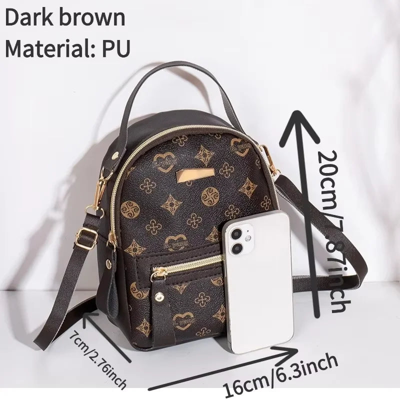 Flower Print PU Backpack for Women - Fresh Student School Bag
