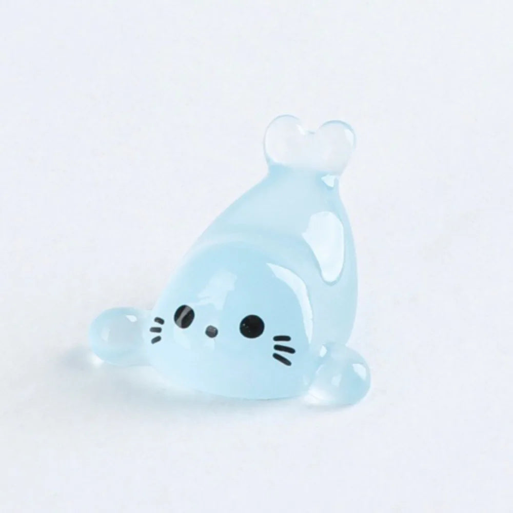 Luminous Mini Seal Resin Figurine - Glow-in-the-Dark Sea Animal Ornament for Micro Landscape & Home Decor