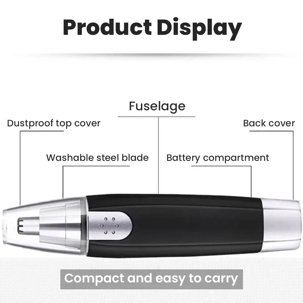 Rechargeable 3-in-1 Electric Nose & Ear Hair Trimmer for Men and Women, Washable Eyebrow, Beard & Neck Grooming Kit