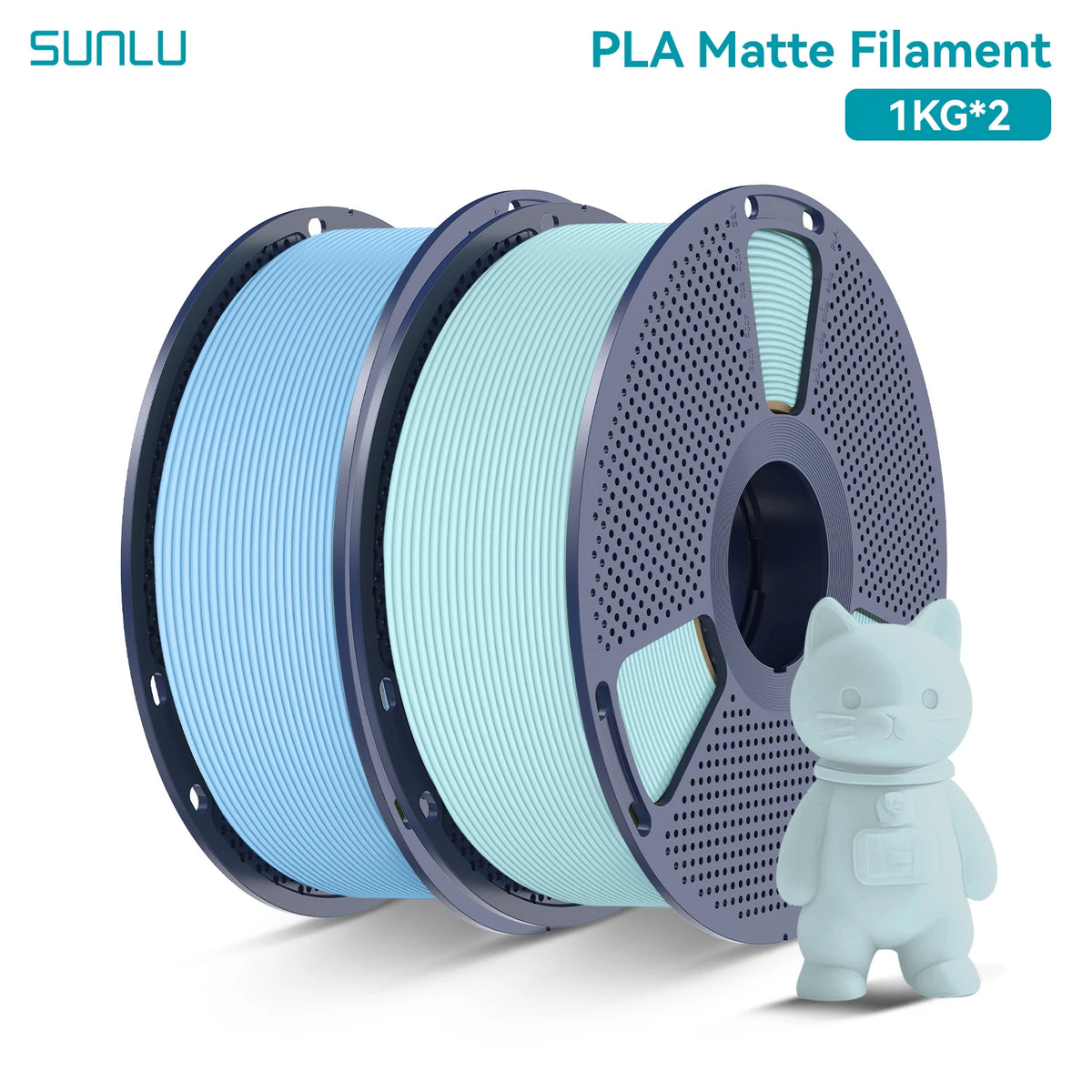 PLA Matte Filament 1.75mm 1kg Spool (2.2 lb) 2-Pack, Matte Finish Neatly Wound for FDM 3D Printers