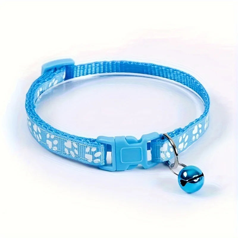 Adjustable Cat Collar with Bell – Colorful Pattern Kitten Necklace & DIY Ring Pet Accessory
