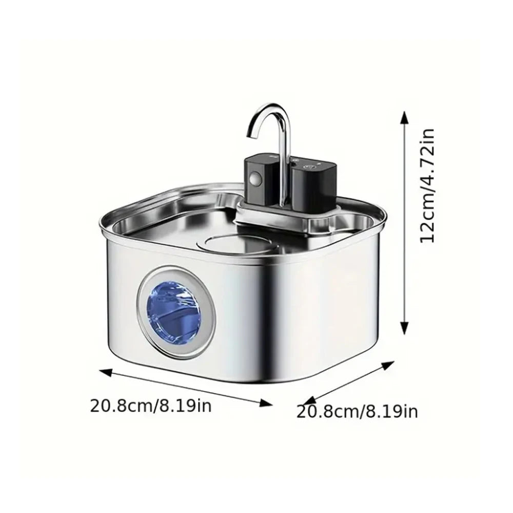 3L Stainless Steel Automatic Pet Water Fountain - Wireless Rechargeable Sensor for Cats & Dogs