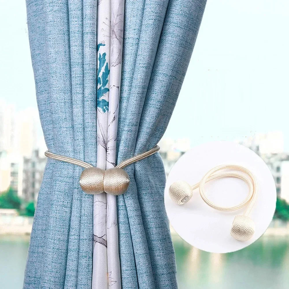Magnetic Ball Curtain Tiebacks – 1/2/4-Pack, 47 cm (18.5 in) Polyester Magnetic Holdbacks for Curtains
