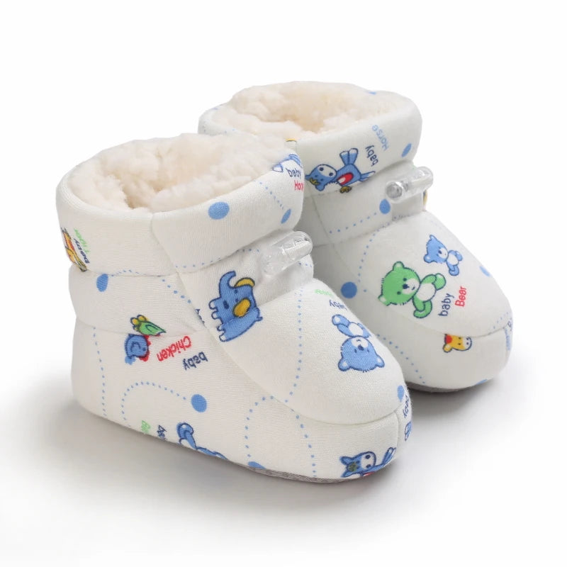 Winter Baby Boots Cartoon Soft-Sole Anti-Slip Warm Toddler Walking Booties for Boys & Girls