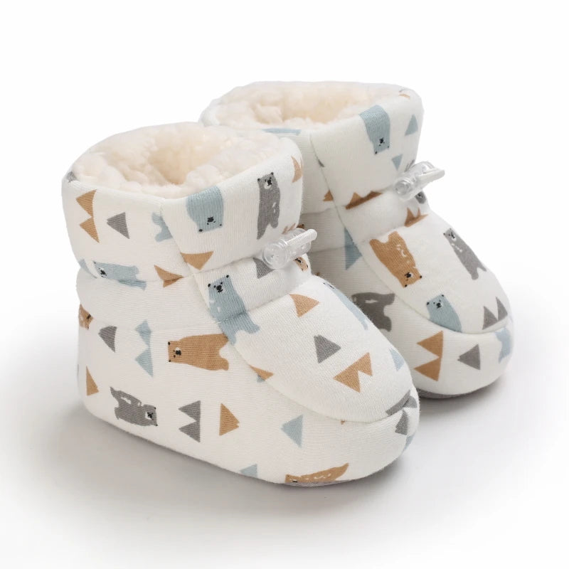Winter Baby Boots Cartoon Soft-Sole Anti-Slip Warm Toddler Walking Booties for Boys & Girls