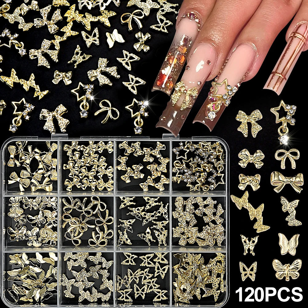 120-Pack Silver 3D Bowknot Nail Charms view 8