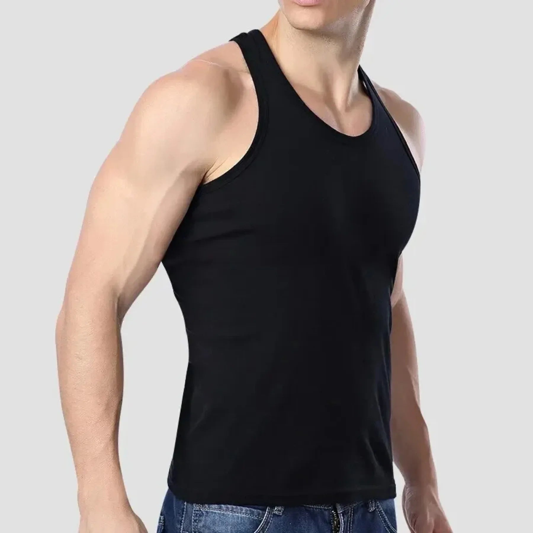 Men's Lightweight Cotton-Blend Tank Top – Breathable Quick-Dry Athletic Vest for Summer, Casual & Sleepwear