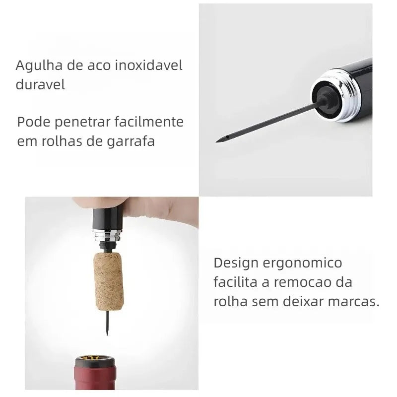 Pneumatic Wine Bottle Opener Kit with Foil Cutter & Gift Cylinder Box for Home Bar