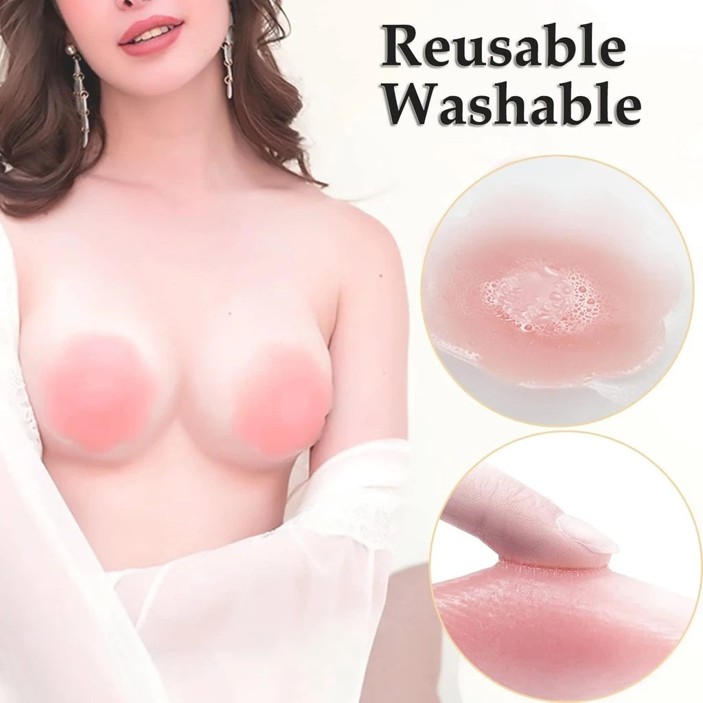 2/6/12-Pack Reusable Self-Adhesive Silicone Nipple Covers Invisible Breast Petals