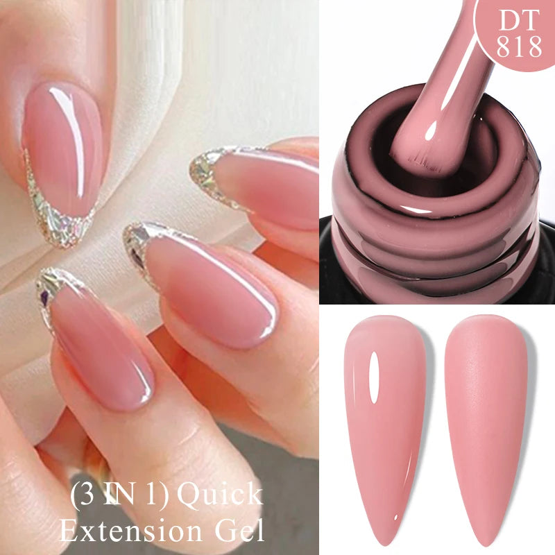 7ml Quick Extension Gel Nail Polish – Glitter Pink, Gold, Purple, Milky White | UV/LED Builder Gel for Nail Extensions