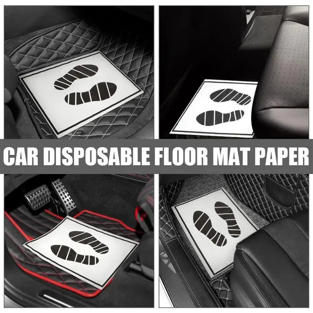 Disposable Car Floor Mats — 25/50/100 Pack Waterproof Anti-Slip Paper, Universal 50 x 38 cm (19.7 x 14.9 in)