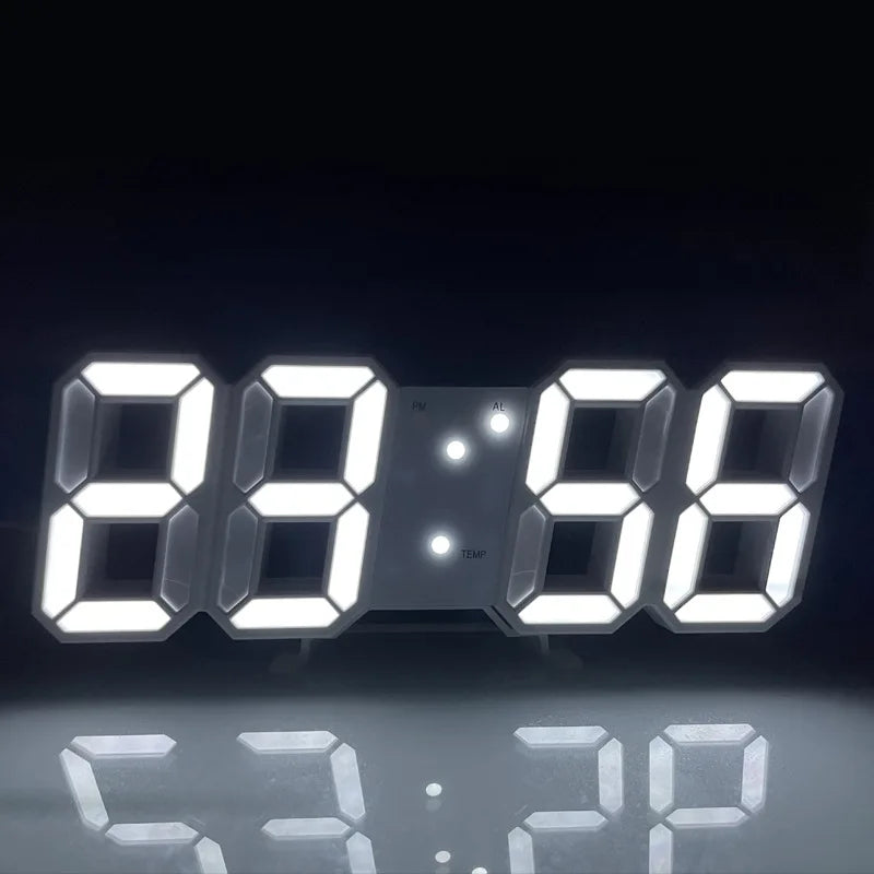3D LED Digital Wall Clock - Luminous USB Alarm Clock with Temperature & Date Display