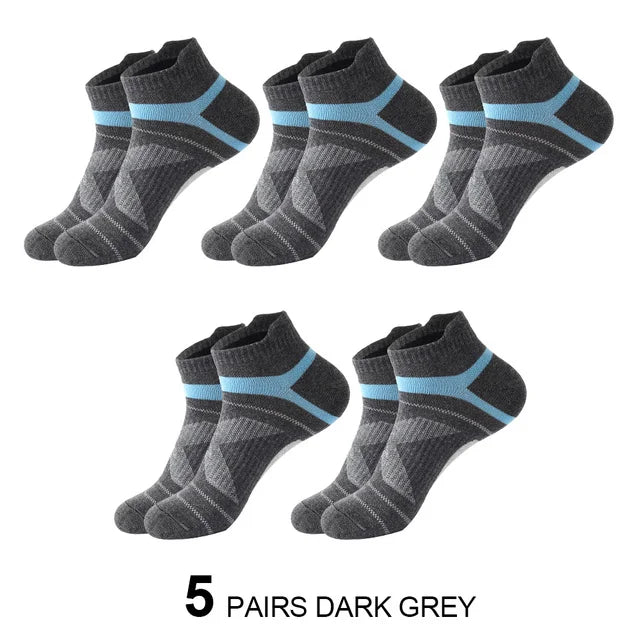 5-Pack Men’s Breathable Cotton Ankle Socks – Summer Casual Running Sports Socks, Sizes 38–45