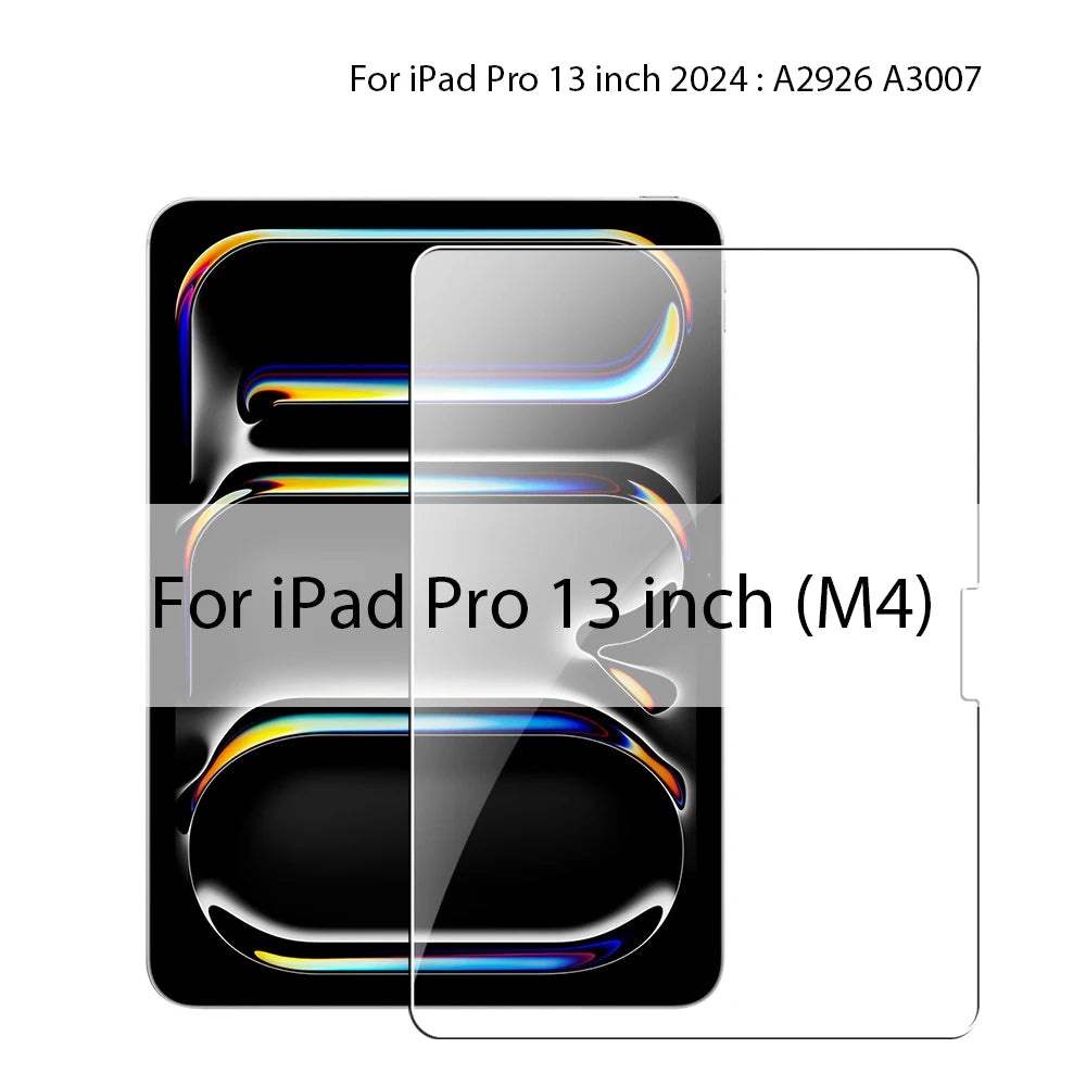 FanzyMarket tempered glass screen protector for iPad in various sizes, HD, anti-fingerprint, oleophobic, explosion-proof.