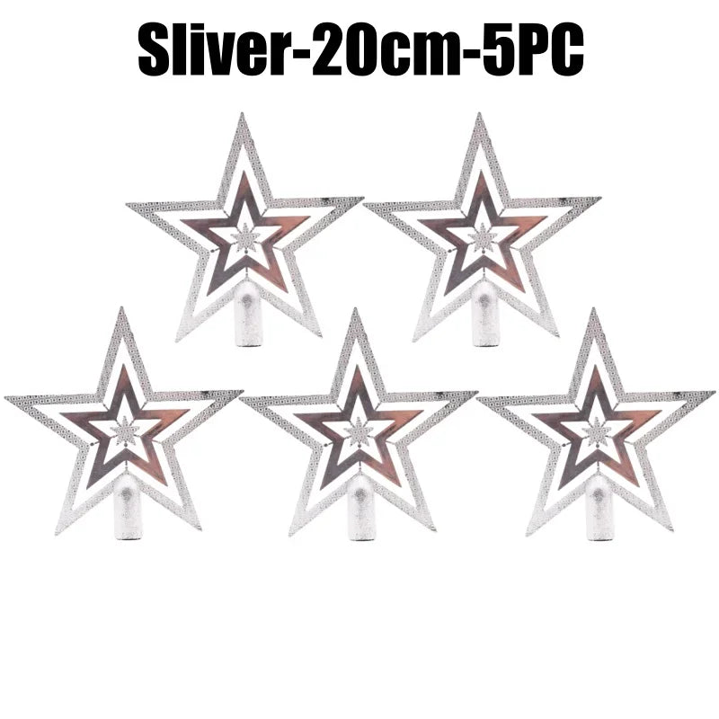 Star Christmas Tree Topper Gold & Red Shimmer 4 in / 8 in (10 / 20 cm) Holiday Tree Decoration