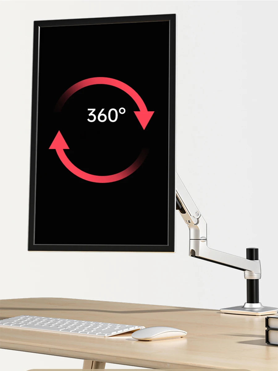 Ultra-Long Arm Full-Motion Aluminum Monitor Mount — Table Clamp & Grommet, VESA 75/100mm, Fits 15–38 in (38–97 cm), Supports 3–8 kg (6.6–17.6 lb)