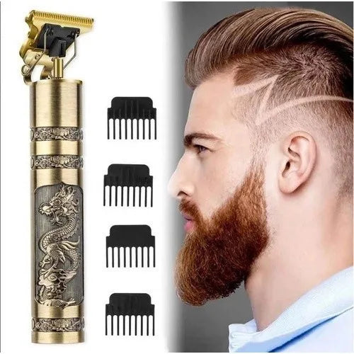Rechargeable Hair Clipper & Electric Shaver Grooming Kit — Dragon Design, USB Rechargeable
