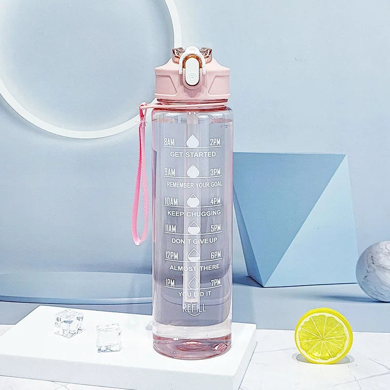 750–800ml Time-Tracking Sports Water Bottle with Straw, Leak-Proof Locking Flip Lid & Carry Strap (25–27 fl oz)